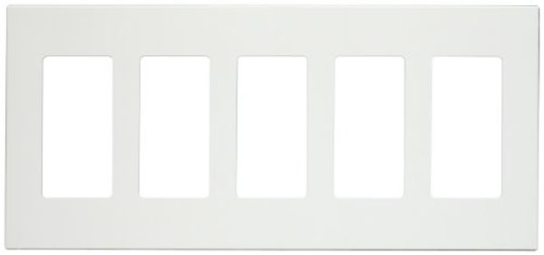 White Leviton 80321-SW 5-Gang Decora Plus Screwless Snap-On Wallplate